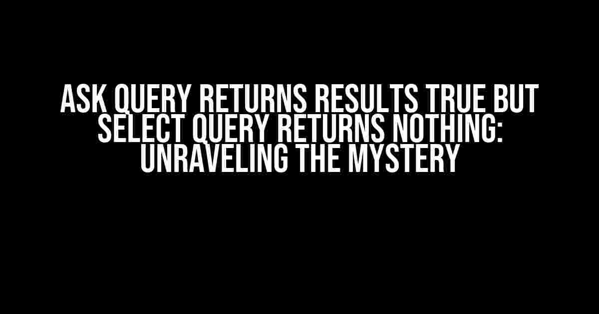 Ask Query Returns Results True but Select Query Returns Nothing: Unraveling the Mystery